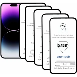 Apple iPhone 14 Pro Max ile Uyumlu Ekran Koruyucu Tam Kaplayan 5li Set