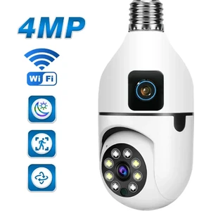 Wifi Çift Lens Ampul Kamera Evcil Hayvan-Bebek Hareket Takip Gözetim 1080P Akıllı Güvenlik Sistemi Iki Yönlü Ses Algılama