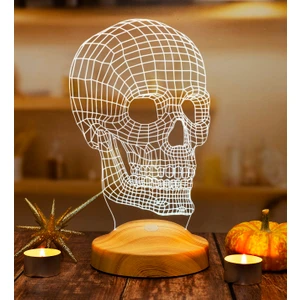 Kuru Kafa Tasarımlı 3D LED Lamba, 3 Boyutlu Kafatası Dijital Artwork Gece Lambası, Kurukafa Gotik Hediye
