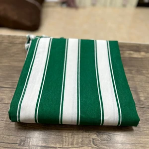 Devrim Olivya Tekstil Kornişli Yeşil-Beyaz Çizgili Özel Dikim Lüks Branda Balkon Perdesi