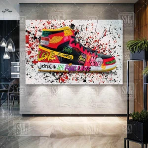 SML Tablo Jordan Ayakkabı Grafitti Duvar Sanatı Genç Odası Yatay Kanvas Tablo