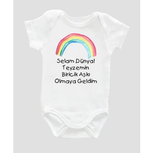 Outdoor One Organik  Pamuk Selam Dünya Teyzemin Aşkı Olmaya Geldim Baskılı Bebek Body Kısa Kollu Çıtçıtlı Badi Zıbın ZBN027