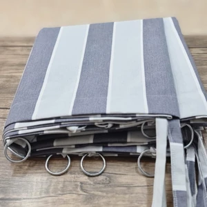 Devrim Olivya Tekstil Lüks 1.Sınıf Eleganse  Antrasit-Gri Çizgili Halkalı  Balkon Perdesi