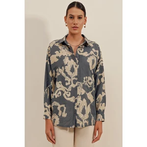 3900 Oversize Uzun Basic Gömlek - V. Antrasit
