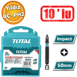 Mıknatıslı Bits Uç Matkap Vida Vidalama Ucu 10'lu Yıldız Uç Seti Ph2