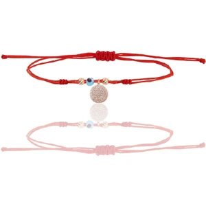 Söğütlü Silver Gümüş Rose Zirkon Taşlı Nazarlı Yuvarlak Ipli Şans Bileklik SGTL12487ROSE