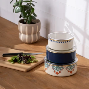 Hasbahçe 3'lü Emaye Saklama Kabı