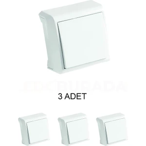 90681001 Vera Beyaz Anahtar Sıva Üstü -  3’lü Paket