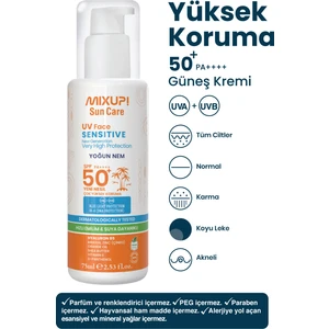 Leke Karşıtı Güneş Kremi SPF50+ Hyaluronik Asit Mineral Çinko ve Portakal Yağı İçerikli 75 ml