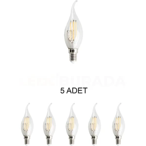 CT-4064 Edison LED Kıvrık Buji Ampul 7W Günışığı (Sarı)- 5'li Paket