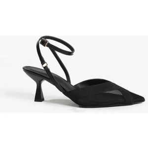 Reptar Siyah trasnparan Kadın Sivri Burun Topuklu Ayakkabı