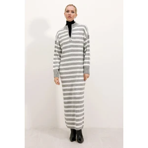 15839 Boydan Triko Elbise - A.gri