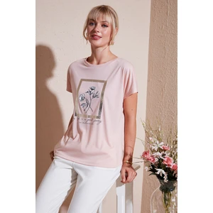 Baskılı Bisiklet Yaka Regular Fit T Shirt Kadın T Shirt 6671006