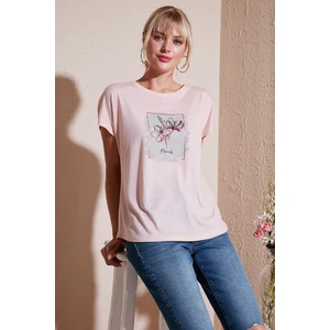 Baskılı Bisiklet Yaka Regular Fit T Shirt Kadın T Shirt 6671002