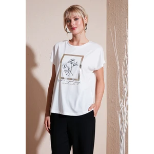 Baskılı Bisiklet Yaka Regular Fit T Shirt Kadın T Shirt 6671006