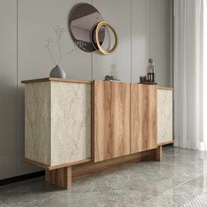 Home Diana 180 cm Konsol , Ceviz- Mermer Desenli Konsol