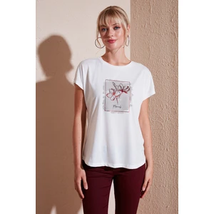 Baskılı Bisiklet Yaka Regular Fit T Shirt Kadın T Shirt 6671002