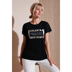 Baskılı Bisiklet Yaka Regular Fit T Shirt Kadın T Shirt 6671007