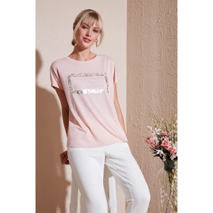 Baskılı Bisiklet Yaka Regular Fit T Shirt Kadın T Shirt 6671007