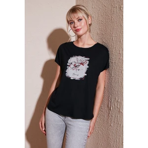 Baskılı Bisiklet Yaka Regular Fit T Shirt Kadın T Shirt 6671002