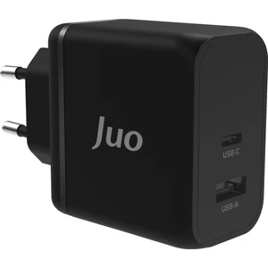 65W Gan Usb-C + Usb-A Şarj Aleti iPhone & iPad & Macbook & Notebook Uyumlu Pd Type-C Hızlı Şarj Cihazı Siyah