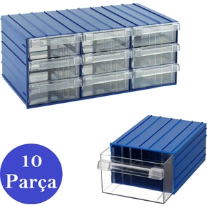 DS20 Şeffaf Çekmeceli Avadanlık Parça Kutusu 10 Parça 100X140X52 mm