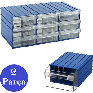 DS55 Şeffaf Çekmeceli Avadanlık Parça Kutusu 2 Parça 210X300X125 mm