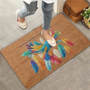 Valerine Life Nakış Desenli Kuş ve Renkli Tüyler Welcome Kapı Önü Paspası 45X70CM