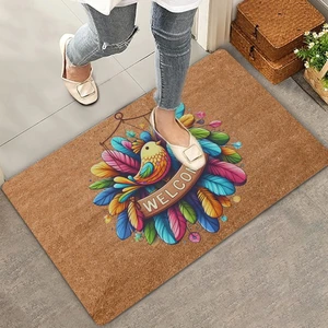 Valerine Life Renkli Tüyler ve Kuş Temalı Welcome Kapı Önü Paspası 45X70CM