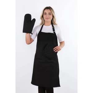 Simple 3'lü Set Ayar Askılı Mutfak Önlüğü Seti (Eldiven, Tutacak)