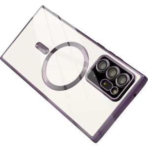 Samsung Galaxy Note 20 Ultra Kılıf Kamera Lens Korumalı Renkli Magsafe Şeffaf Silikon Derin Mor