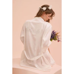 Ekru Bride Saten Sabahlık
