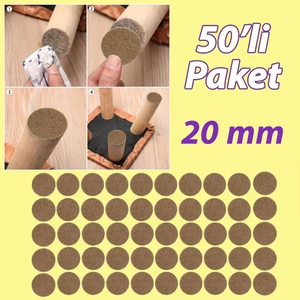 Yapışkanlı Yuvarlak Keçe Masa Sandalye Parke Zemin Ayak Koruyucu Kaydırmaz 20 mm Keçesi (50'li Paket)