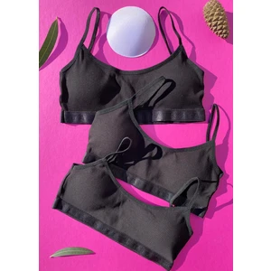 Pedli, 3 Adet Siyah,gri ve Beyaz Renk Ince Askılı Sütyen