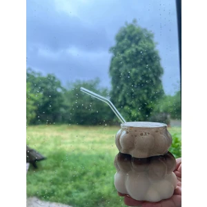 Kaymak Home 2 Adet Üzüm Kabartmalı Cam Bardak 6 Adet Cam Pipet ve 1 Adet Pipet Temizleme Fırçası Sunumluk Set