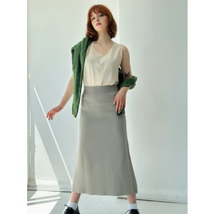 Çan Triko Etek Kadın Gri