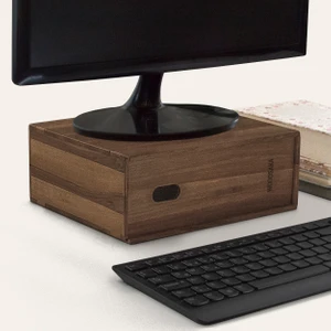 Reka Monitör Yükseltici - Araç & Gereç Saklama Kutusu - Bilgisayar Yanı Masa Düzenleyici - Ceviz Ağacından