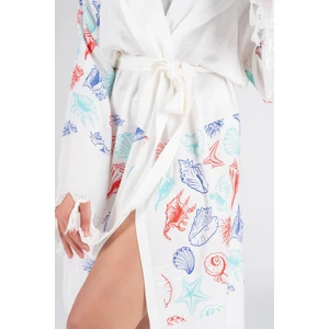 Baskılı Bambu Peştemal Sabahlık Bornoz