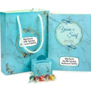 20 Adet Isme Özel Yasin Kitabı Seti Çantalı Şekerli Mevlüt Hediyeliği 64 Sayfa Mavi
