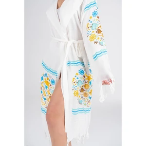 Baskılı Bambu Peştemal Sabahlık Bornoz