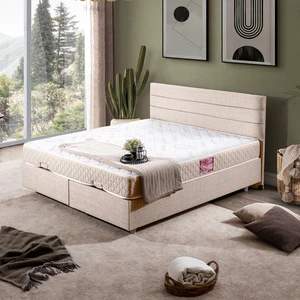Sofia Çift Kişilik Baza Başlık Letto Yatak Seti - Krem