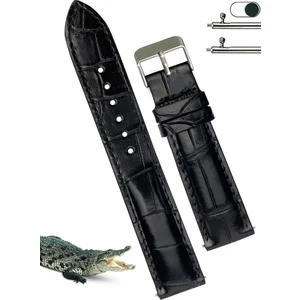 Online Kordon Casio Saat Uyumlu Croco Baskılı Siyah Renk Deri Saat Kordonu Kayışı