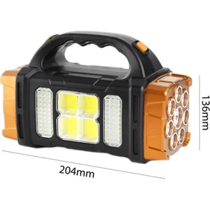 Gold Orion Güçlü Güneş LED Işıkları El Feneri Paneli Harici  Kamp Yürüyüş USB Şarj Edilebilir El Feneri