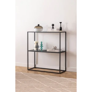 Berra Camlı Metal Dresuar Raflı Dekoratif Kahve Köşesi Konsol Füme Cam