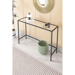 Canvas Metal Dresuar Dekoratif Kahve Köşesi Konsol Siyah Şeffaf Camlı