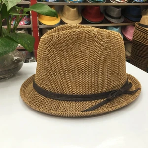 Hasır Güneş Koruma Plaj Şapkası Çift Caz Şapkası (Yurt Dışından)