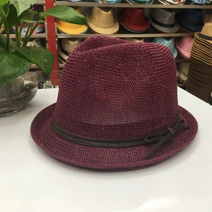 Hasır Güneş Koruma Plaj Şapkası Çift Caz Şapkası (Yurt Dışından)