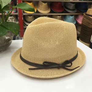 Hasır Güneş Koruma Plaj Şapkası Çift Caz Şapkası (Yurt Dışından)