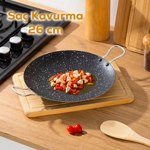 Çok Amaçlı Granit Pişirme Tavası -Çift Yönlü Döküm Sac Kavurma Gözleme Tavası -  Siyah