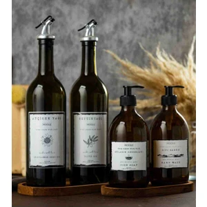 Büyülü Home 4 Lü Set 2 Li 750 ml Zeytinyağı Şişesi 2 Li 300 ml Sıvı Sabun Sisesi